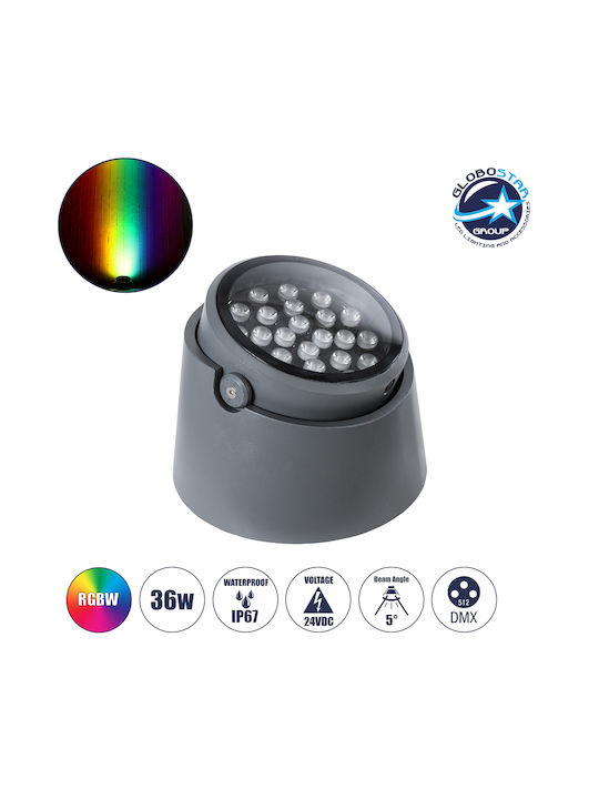 GloboStar Flood-Silo Außenstehlampe Projektor LED Außenbereich 36W RGBW IP67 Grau