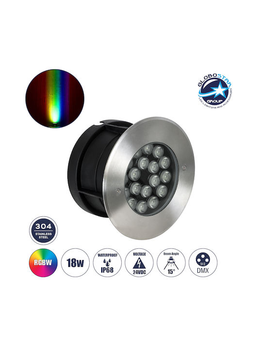GloboStar Undergroundsina Спот Външна Стояща Лампа LED 18W RGBW IP68 Сива