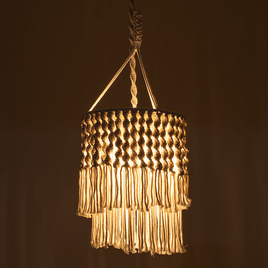 GloboStar Algeria Beige Boho Ceiling Pendant Light with Rope for E27 Socket 30x40x40cm