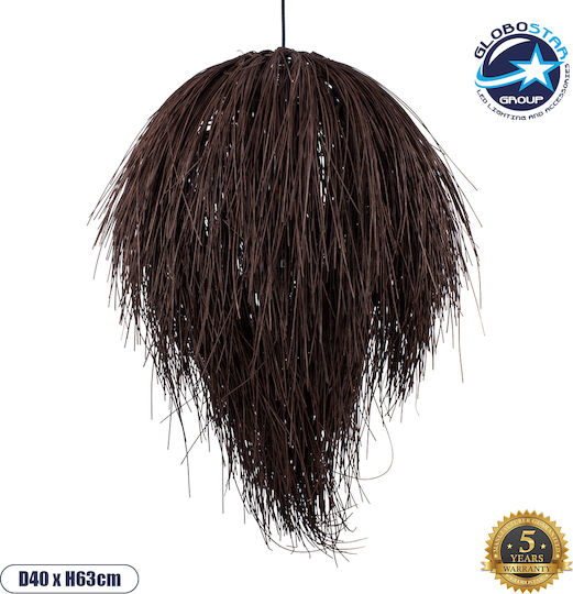 GloboStar Archipelago Κρεμαστό Φωτιστικό Καφέ Boho Πλέγμα με Ντουί E27 40εκ.