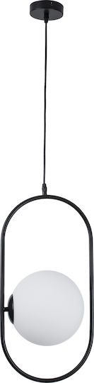 GloboStar Hamburg Pendant Light Black Ball with Socket E14, E.14 25x20x50cm