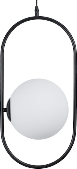 GloboStar Hamburg Pendant Light Black Ball with Socket E14, E.14 25x20x50cm
