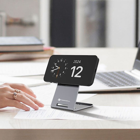 Forcell Ασύρματος Φορτιστής Qi2 και Καλώδιο USB-C 15W Ασημί (F-ENERGY Flip Charge)