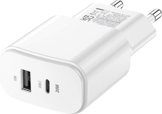 Forever Зарядно Устройство Без Кабел 20W Power Delivery Бял (TC-01-20AC)