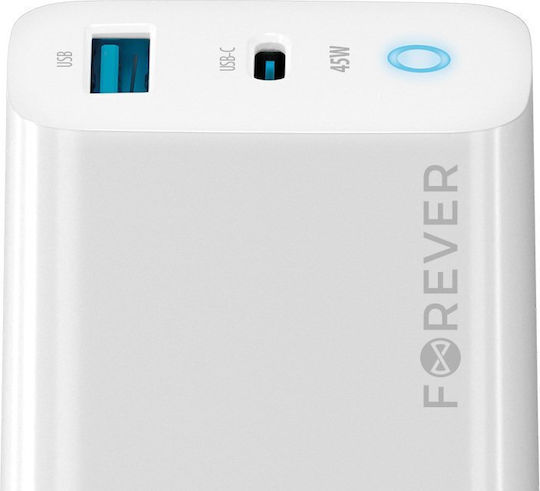 Forever Incarcător Fără Cablu GaN 45W Livrarea Energiei Alb