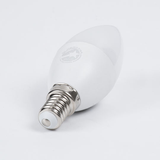 GloboStar Λάμπα LED 6W 100mm για Ντουί E14 και Σχήμα C37 Θερμό Λευκό 660lm