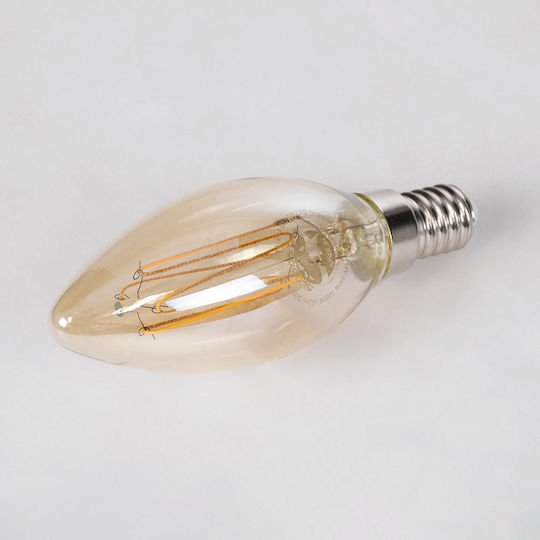 GloboStar LED Bulb 2W 105mm for Socket E14 and Shape C35 Warm White 140lm Dimmable