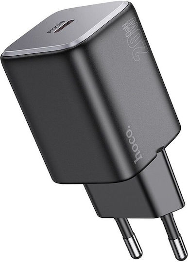 Hoco Charger Without Cable with USB-C Port 20W Power Delivery Blacks (N40)