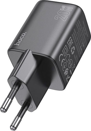 Hoco Charger Without Cable with USB-C Port 20W Power Delivery Blacks (N40)