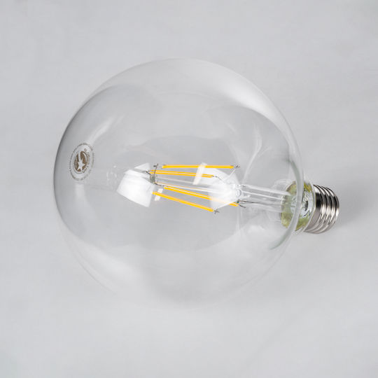GloboStar Edison Retro Λάμπα LED 8W 180mm για Ντουί E27 και Σχήμα G125 Θερμό Λευκό 880lm Dimmable