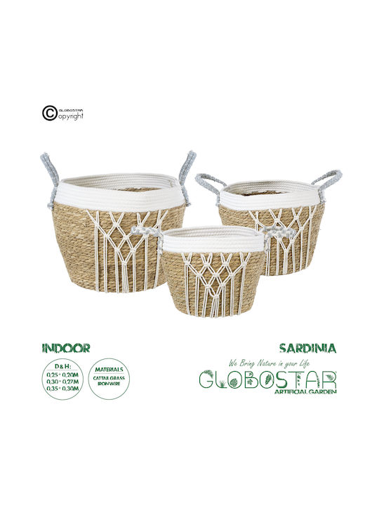GloboStar Artificial Garden Sardinia Planter Macrame Beige with Stand 25x25x20cm.