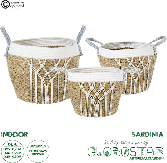 GloboStar Artificial Garden Sardinia Κασπώ Macrame Μπεζ με Βάση 25x25x20εκ.