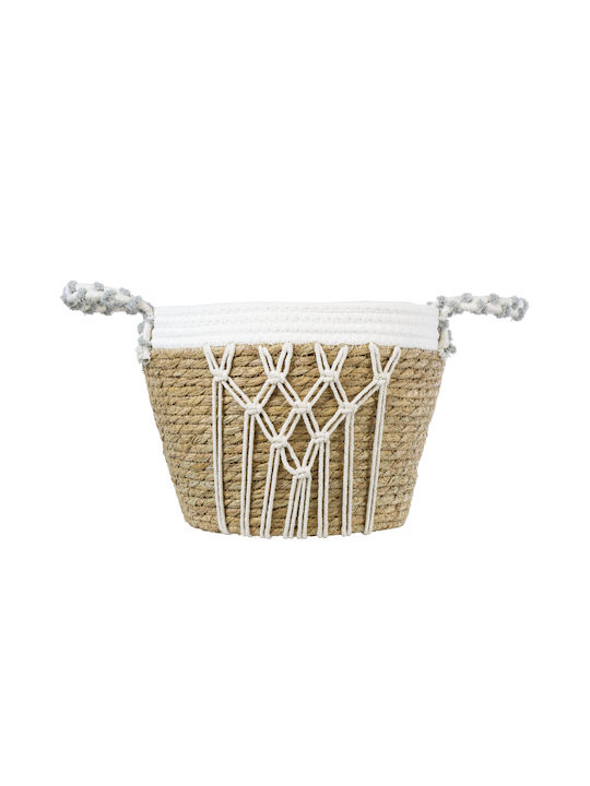 GloboStar Artificial Garden Sardinia Planter Macrame Beige with Stand 25x25x20cm.