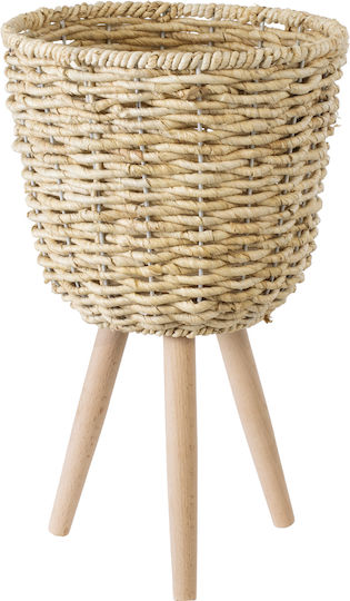 GloboStar Artificial Garden Limnos Planter Wicker Beige with Stand 26x26x42cm.