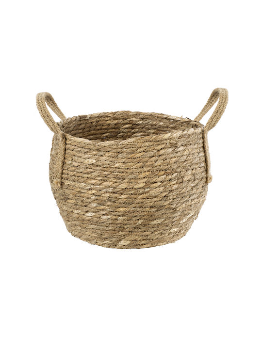 GloboStar PAROS Übertopf Korbweide Beige mit Gestell 24x24x19εκ.