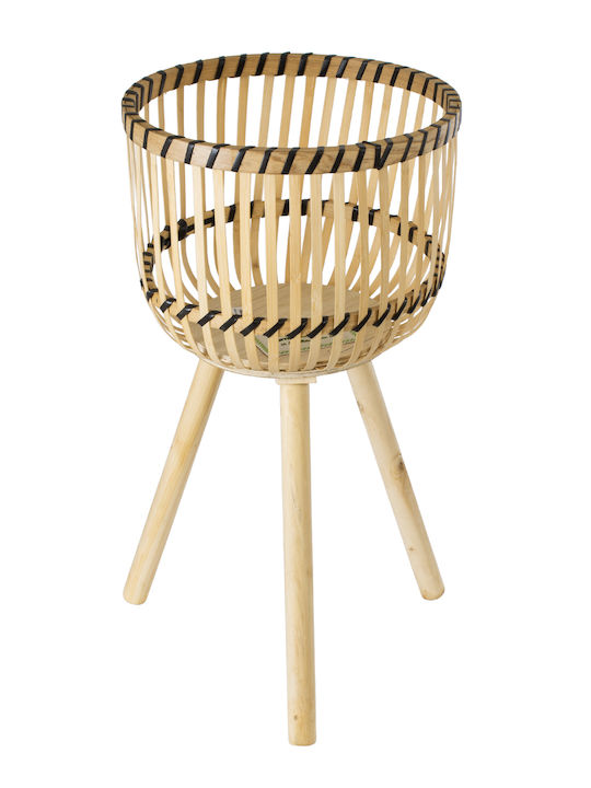 GloboStar Artificial Garden Folegandros Planter Wicker Beige with Stand 32x32x59cm.