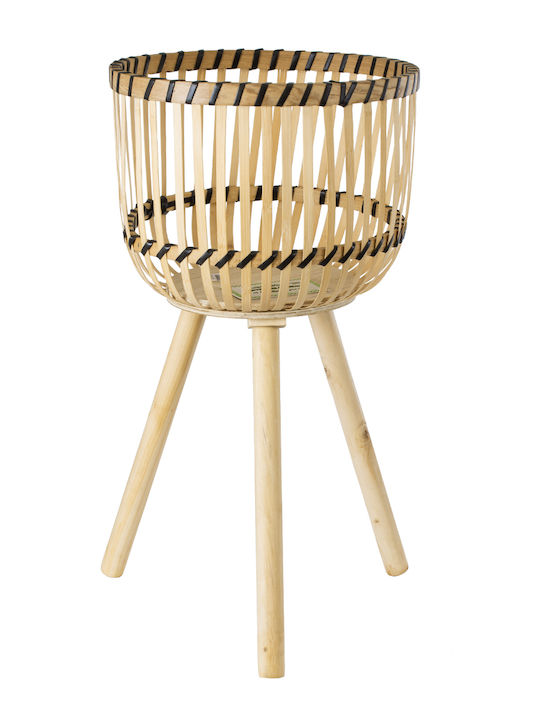 GloboStar Artificial Garden Folegandros Planter Wicker Beige with Stand 32x32x59cm.