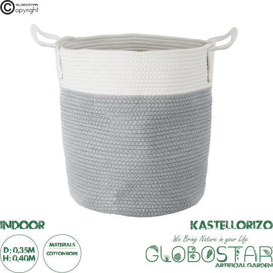GloboStar Kastellorizo Κασπώ Υφασμάτινο Γκρι με Βάση 35x35x40εκ.