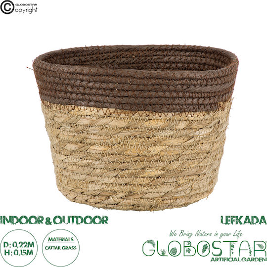 GloboStar Lefkada Саксия Слама Бежов Със стойка 22x22x15εκ.
