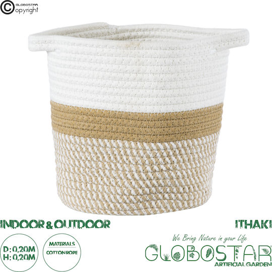 GloboStar Artificial Garden Ithaki Κασπώ Rattan Καφέ με Βάση 20x20x20εκ.