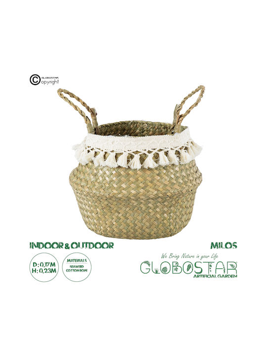 GloboStar Milos Саксия Слама Бежов Със стойка 17x17x23εκ.