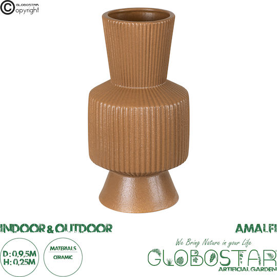 GloboStar Διακοσμητικό Βάζο Κεραμικό Amalfi Πορτοκαλί Φ9.5xΥ25cm