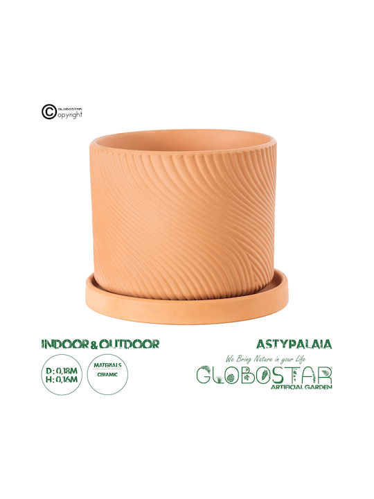 GloboStar Astypalaia Übertopf Keramik Orange mit Gestell 18x18x16εκ.