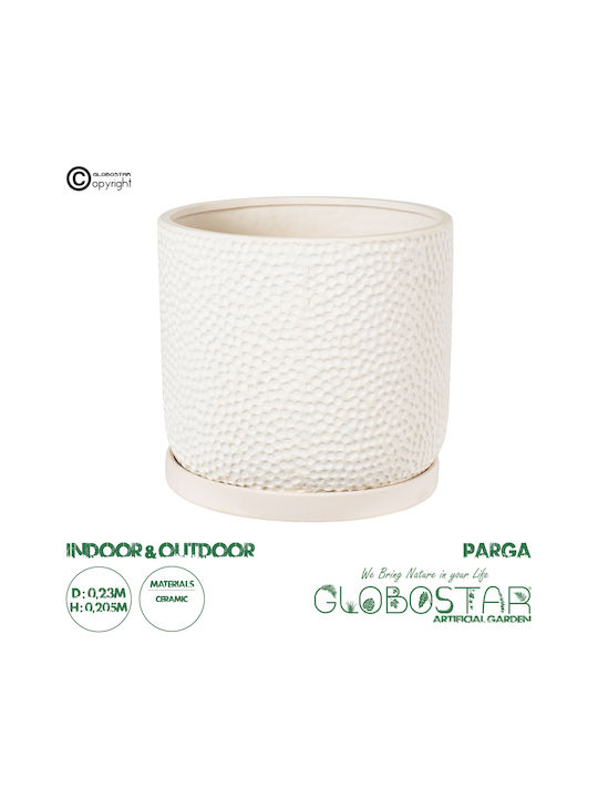 GloboStar Parga Planter Ceramic Beige with Stand 23x23x20.5cm.