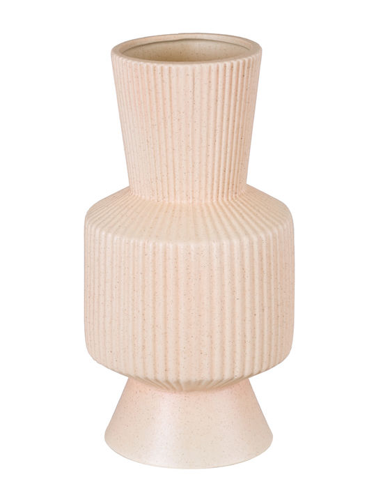 GloboStar Capri Planter Ceramic Beige with Stand 9.5x9.5x25cm.
