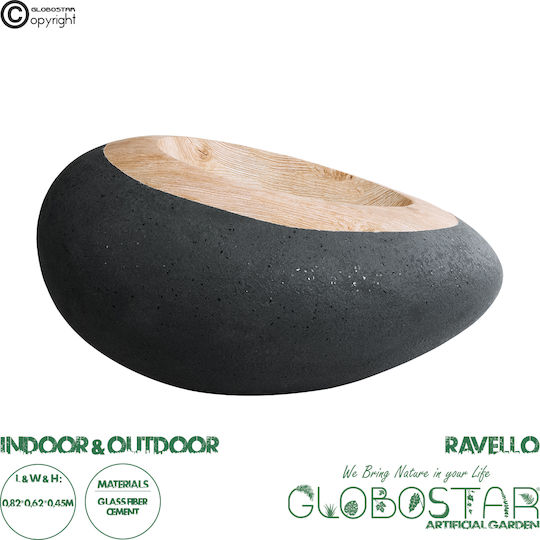 GloboStar Ravello Κασπώ Πολυεστερικό Μαύρο με Βάση 82x82x45εκ.