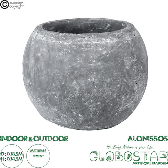 GloboStar Alonissos Planter Concrete Gray with Stand 18.5x18.5x14.5cm.
