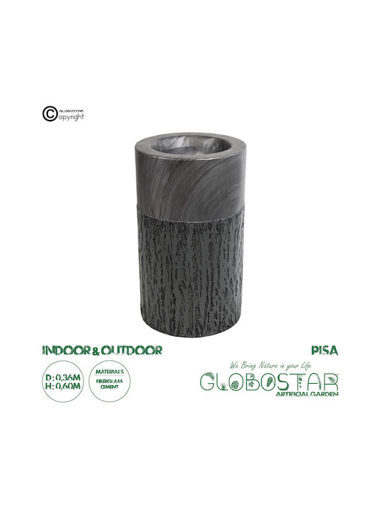 GloboStar Artificial Garden Pisa Planter Polyester Gray with Stand 36x36x60cm.