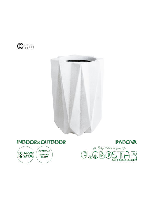 GloboStar PADOVA Planter Polyester White with Stand 46x46x67cm.