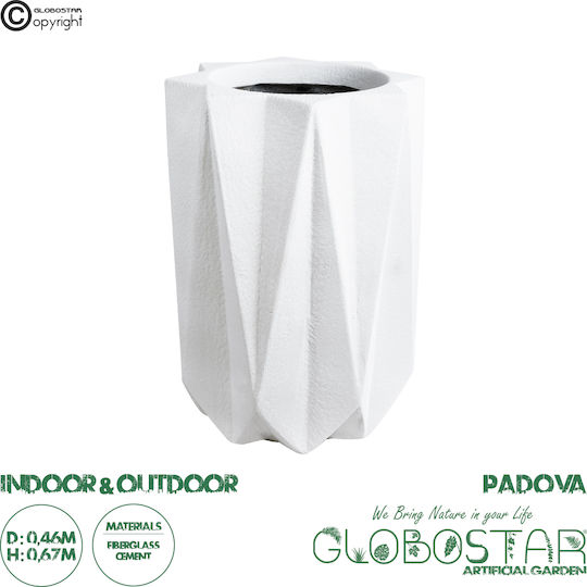 GloboStar PADOVA Κασπώ Πολυεστερικό Λευκό με Βάση 46x46x67εκ.