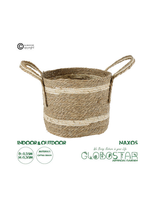 GloboStar Naxos Planter Wicker Beige with Stand 35x35x30cm.