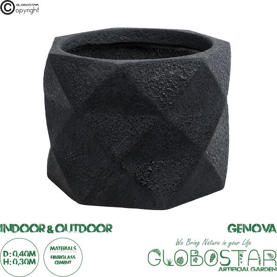 GloboStar Саксия Полиестер Черен Със стойка 40x40x30εκ.