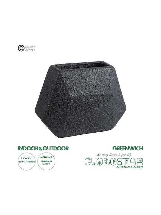 GloboStar Greenwich Planter Polyester Black with Stand 24x14x20cm.