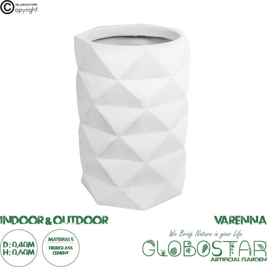 GloboStar Varenna Κασπώ Πολυεστερικό Λευκό με Βάση 40x40x60εκ.