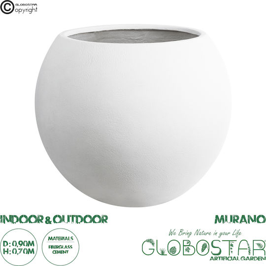 GloboStar Murano Саксия Полиестер Бял Със стойка 90x90x70εκ.