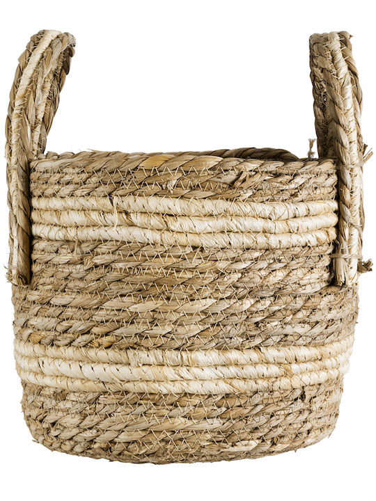 GloboStar Naxos Ghiveci Rattan Bej 25x25x20εκ.