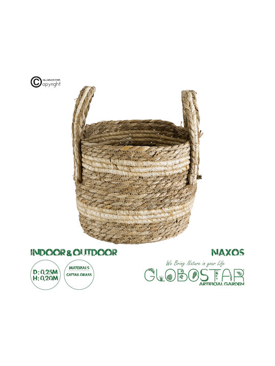 GloboStar Naxos Ghiveci Rattan Bej 25x25x20εκ.