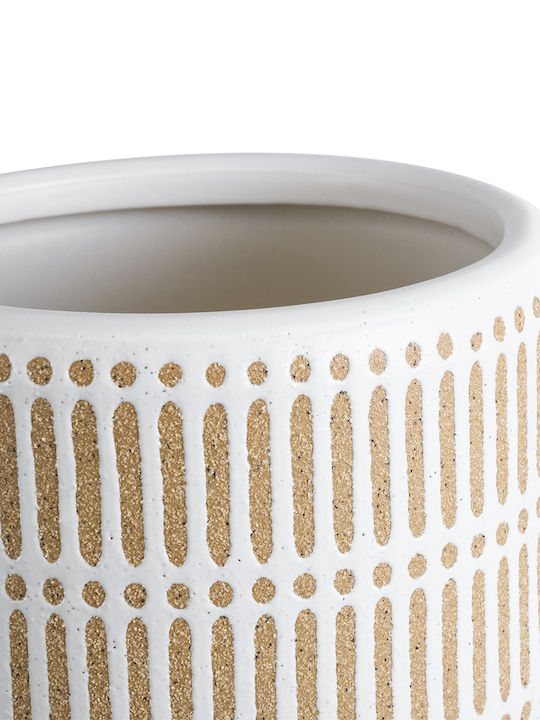 GloboStar Artificial Garden Amaretto Planter Ceramic Beige with Stand 11x11x11cm.
