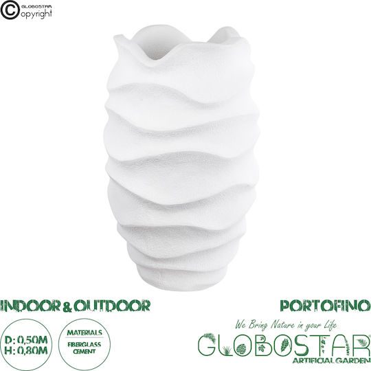 GloboStar Portofino Саксия Полиестер Бял Със стойка 50x50x80εκ.