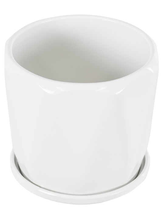 GloboStar Karpathos Planter Ceramic White with Stand 10x10x10cm.