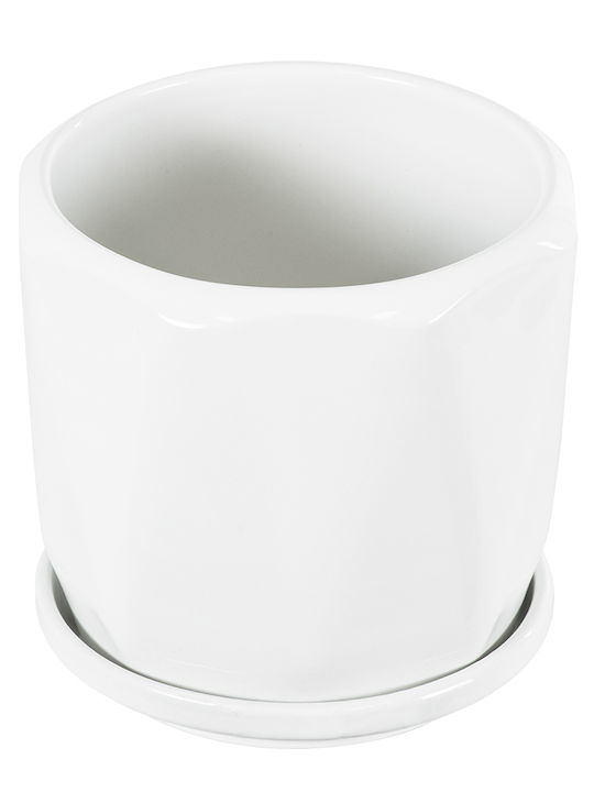 GloboStar Karpathos Planter Ceramic White with Stand 10x10x10cm.