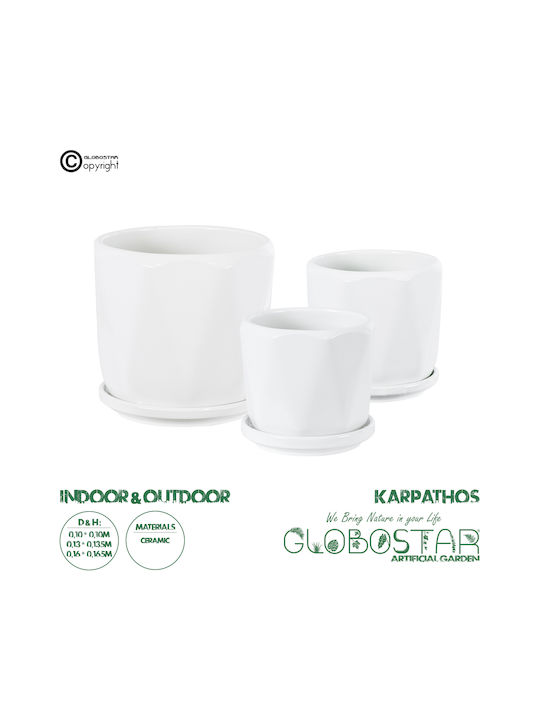 GloboStar Karpathos Planter Ceramic White with Stand 10x10x10cm.