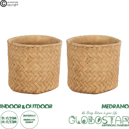 GloboStar Artificial Garden Medrano Übertopf Polyester Beige mit Gestell 69x69x23εκ.