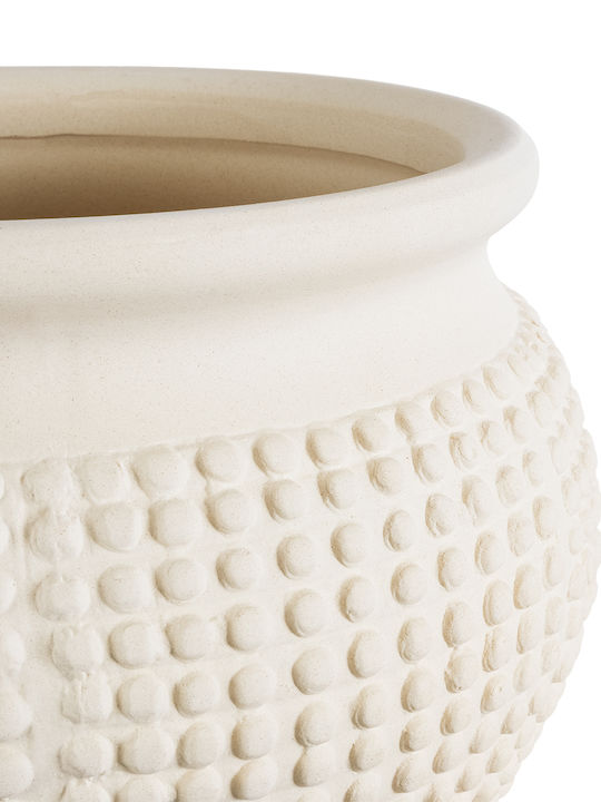 GloboStar Morelia Planter Ceramic Beige with Stand 19x19x13cm.