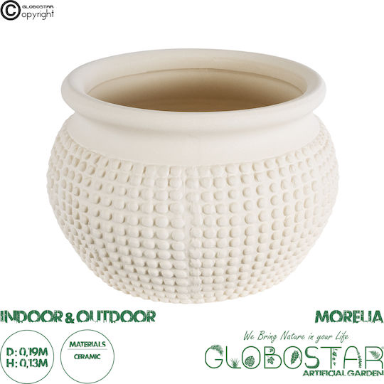 GloboStar Morelia Κασπώ Κεραμικό Μπεζ με Βάση 19x19x13εκ.