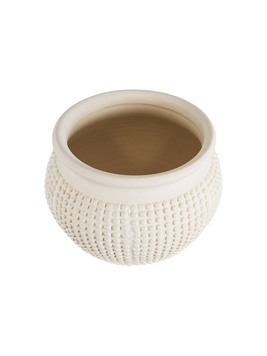 GloboStar Morelia Planter Ceramic Beige with Stand 19x19x13cm.